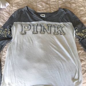 Long sleeve PINK v neck shirt